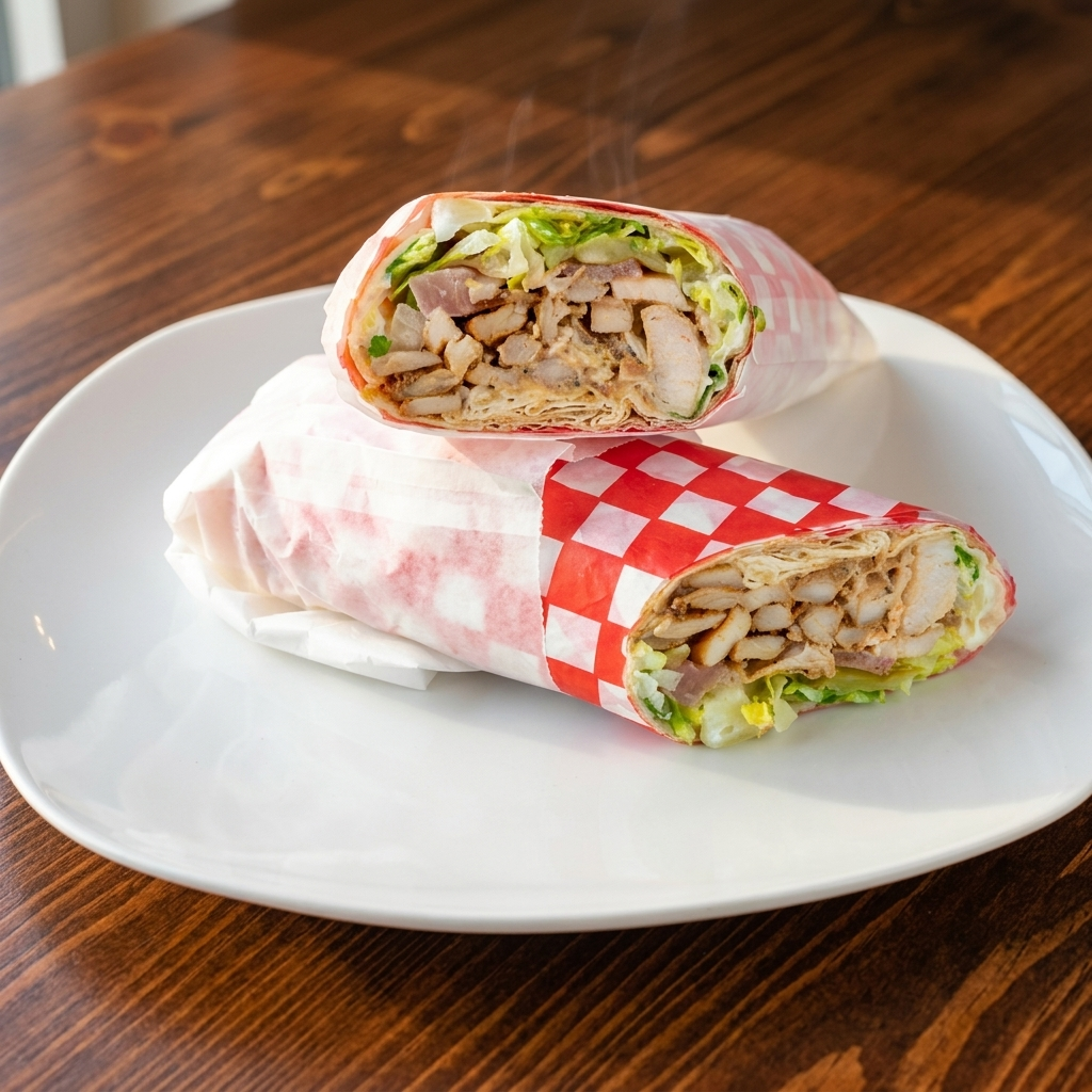 Delicious chicken shawarma wrap at Choice Shawarma & Kabab in Edmonton, AB