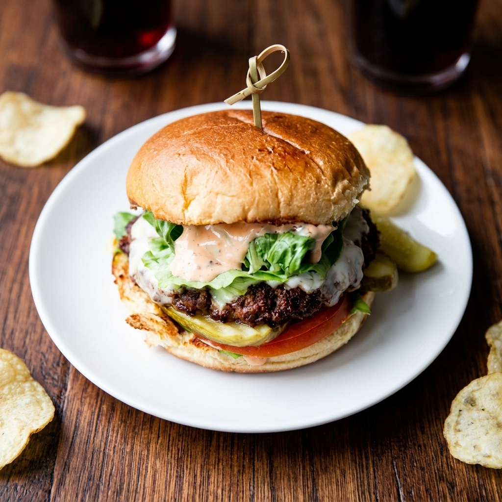 Delicious house burger at Choice Shawarma & Kabab in Edmonton, AB